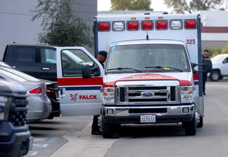 An ambulance prepares to depart from the Falck Northern California/ Alameda County headquarters in Hayward, Calif., on Tuesday, March 12, 2024. (Jane Tyska/Bay Area News Group)