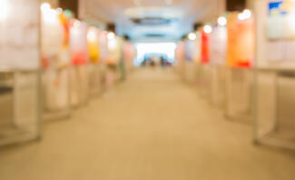 A hall of posters for presentation at a professional conference