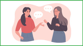 Illustration of two women talking