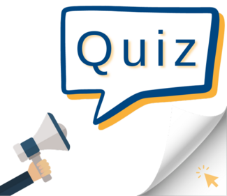 a dialogue bubble with the word "quiz"