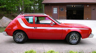 A red 1974 AMC Gremlin