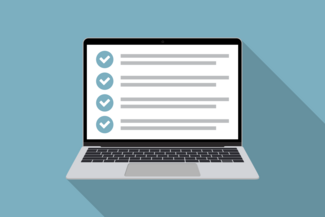 illustration of a laptop screen displaying a test