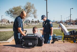 evaluating a patient in a park