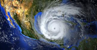 Hurricane making landfall over North America