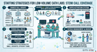 Kern et al, Figure. Staffing solutions for low-volume cath labs: STEMI call coverage