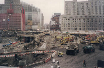 A scene from the post-9/11 recovery and cleanup operation
