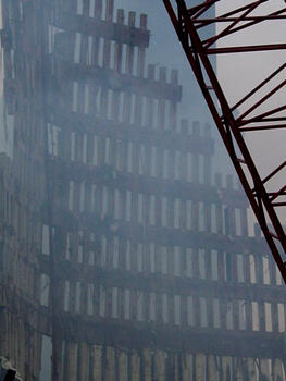 A remaining shell of the World Trade Center