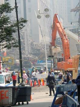 Scenes from the collapse site and recovery