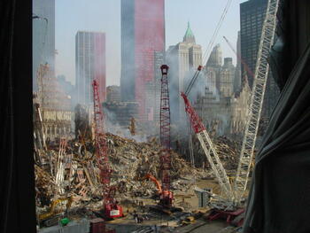 Scenes from the collapse site and recovery