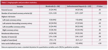 Angiographic and procedure statistics.