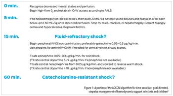 Figure 1: A portion of the ACCCM algorithm for time-sensitive, goal-directed,  stepwise management of hemodynamic support in infants and children (Source: Davis AL, et al.) 